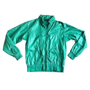 Vintage Izod Mens Size Medium Green Windbreaker Jacket Full Zip